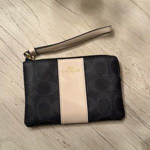 Coach wristlet- navy and cream